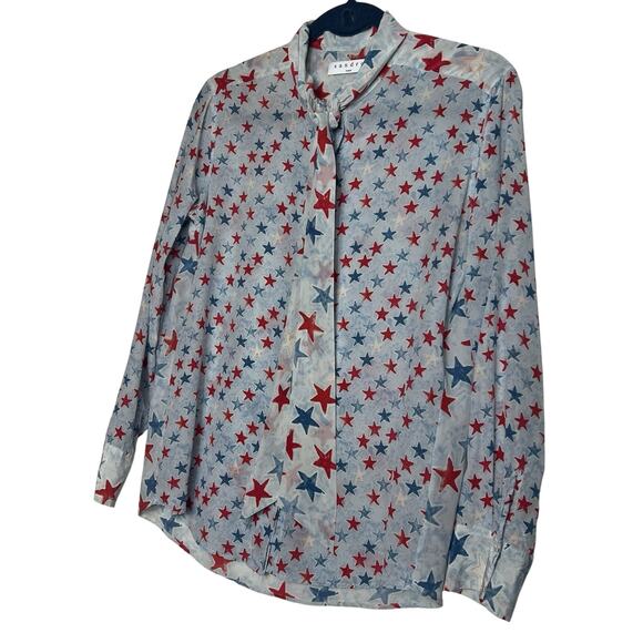 Sandro Paris Long Sleeves Red And Blue Stars Print US Size 6; FR 2 - Picture 3 of 16